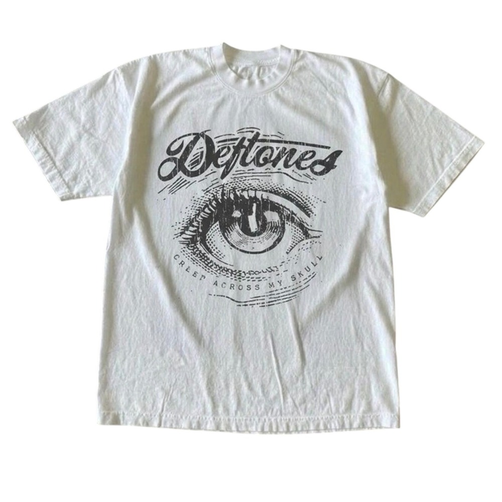 Deftones Graphic T-Shirt Unisex Small White Excellent Cotton Band Tee Eye Logo
